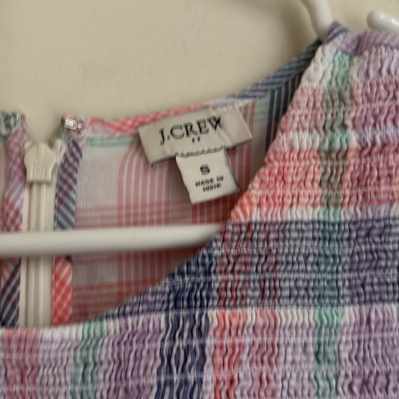 J. Crew  Pastel Plaid Smocked Midi Dress size S - Picture 6 of 6